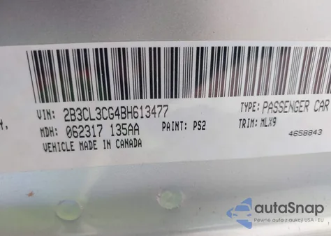 2011 Dodge Charger z USA, uszkodzony, nr VIN 2B3CL3CG4BH613477